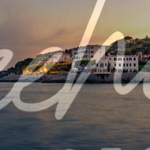 Coastal Village at Dusk
